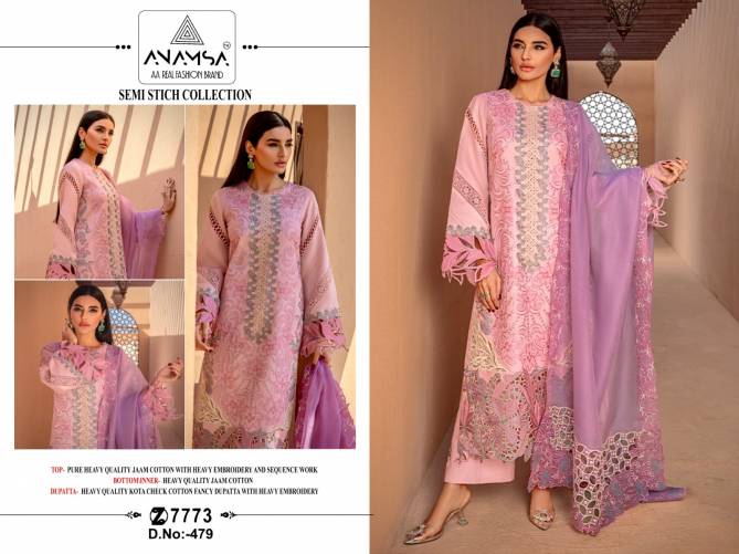 Anamsa 478 To 480 Embroidery Cotton Pakistani Suits Wholesale Market In Surat
